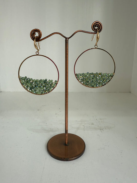 Green bead earrings