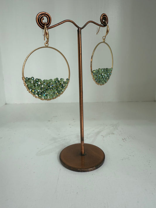 Green bead earrings